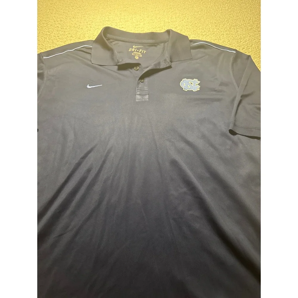 Nike UNC North Carolina Tar Heels Dri-FIT Polo Shirt Navy Blue Mens Size XL Logo